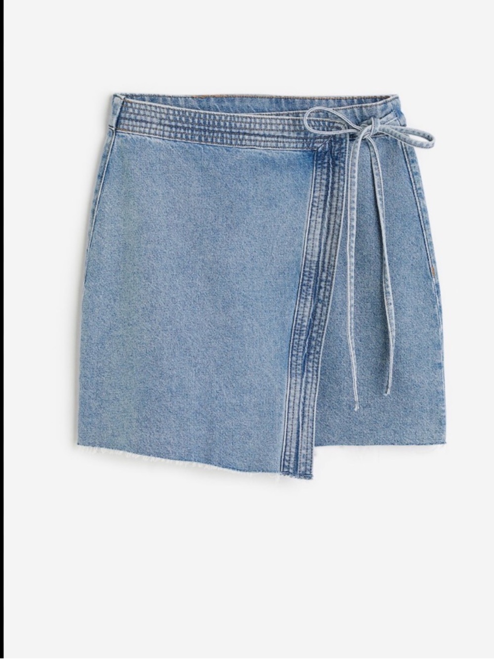 H&M Light Blue Denim Asymmetrical Wrap Skirt